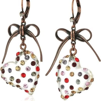 Pendientes colgantes corazón lucite piedra Betsey Johnson Foto 1 de 3