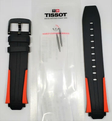 Original Tissot T-Race Cycling T111417A Black / Red Rubber Watch Band Strap  - Image 1 of 4