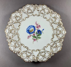 Meissen Prunkteller Prunk Schale Blumenmalerei Blumen Gold 23cm Pfeifferzeit - Bild 1 von 10