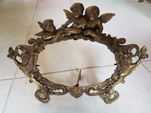 Art Nouveau Cast Iron Cherubs Frame picture mirror Rare Antique Vintage - Picture 1 of 13