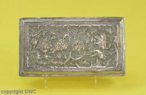 Silberdose Schmuckdose mit Blumen und Vögel versilbert Persien Antik L.16 cm