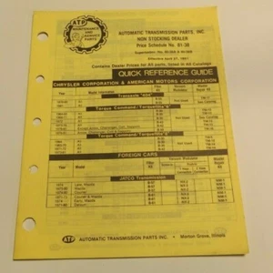 1981 ATP Maintenance And Service Parts Non Stocking Dealer Price Schedule 81-38 - Picture 1 of 1