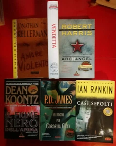 Lotto stock 6 libri tascabili Gialli P.D.James Harris Pelecanos Rankin Kellerman - Imagen 1 de 1