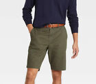 Good Fello Mens Linden Chino Flat Front Shorts S 28 SLIM Forest Green 10" NWT