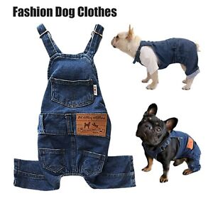 Dog Shirts Clothes Denim Overalls,  Puppy Jean Jacket Sling Jumpsuit Costumes