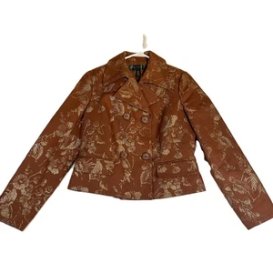 Apostrophe Luxury Is A State Of Mind Cropped Jacket Woman 6 Metallic Gold Floral - Picture 1 of 11