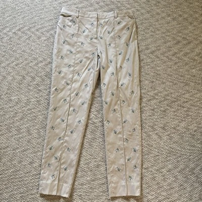 Pantalones Brooks Brothers Beige Floral Bordado Talla 4 Abuela Core  Foto 1 de 4