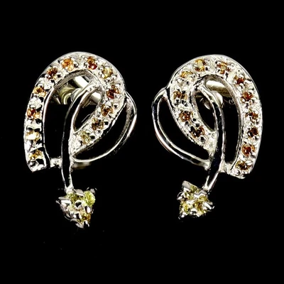 Pendientes de plata de ley 925 zafiro redondo corte diamante piedras preciosas joyería Foto 1 de 4