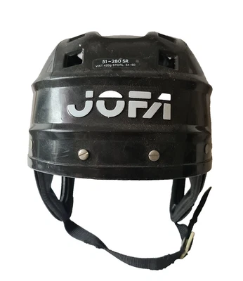 Capacete de hóquei no gelo preto JOFA 51280.  Estilo Irbe. Vintage anos 80 - Imagem 1 de 4