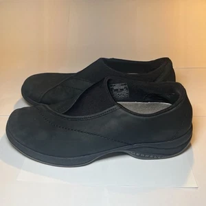 MERRELL Topo Curve Black Leather Slip-On Loafers Shoes Womens Size 7 Air Cushion - Picture 1 of 9
