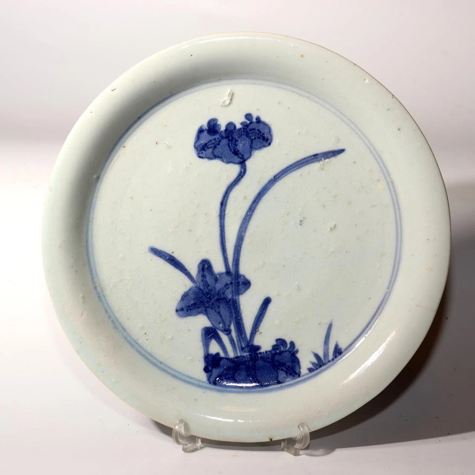 Japanese Antique Ai-Kutani Imari Porcelain Plate Iris Design c.1660–1670 Arita - Image 1 of 4