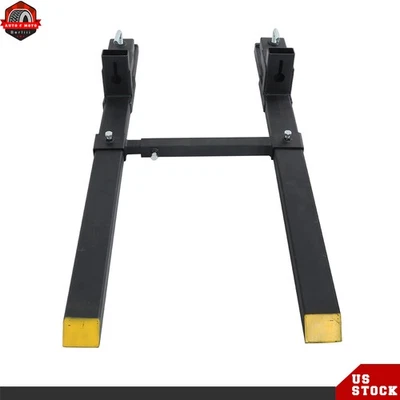 4000Lbs 60" Tractor Clamp On Pallet Forks Bucket Quick Attach W/ Stabilizer Bar - Image 1 of 4