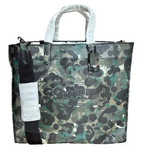 Coach Field Tote 40 Green Camo Print Shoulder Crossbody Bag # C5308 - Picture 1 of 12