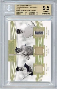 2022 Flawless BABE RUTH TED WILLIAMS MCGRAW Game Used Relic #/3 BGS 9.5 POP 1 - Picture 1 of 2