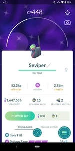 Pokémon Go Shiny Seviper - Exclusivo Regional - 30 Días Amistad 80K Polvo de Estrellas - Imagen 1 de 2