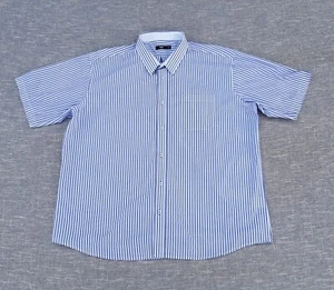 Cotton Traders Shirt Mens 3XL Blue Striped Button Up Short Sleeve - Picture 1 of 10