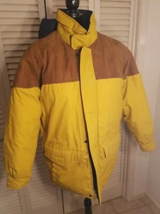 Marc New York Mens Yellow/ Brown Shoulder Leather Outdoors Shooting Jacket MED. - Picture 1 of 12
