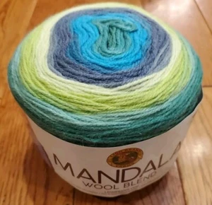 Lion Brand Mandala Wool Acrylic Blend Multi-color Yarn Poseidon Green 5.3Oz Cake - Picture 1 of 5