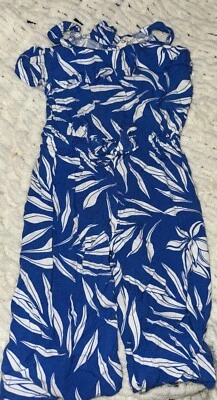 Baby Girl 24 Months Jessica Simpson Palm Lightweight Romper Jumpsuit Blue - Image 1 of 4