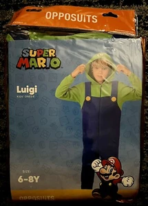 Luigi Super Mario One Piece Union Suit Costume Pajamas Youth Size 6-8 Hoodie NWT - Picture 1 of 2