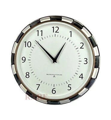 MacKenzie-Childs Courtly Check Reloj de Pared Escolar con Vidrio Nuevo Sin Caja Foto 1 de 4