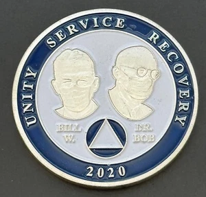 Alcoholics Anonymous AA Dr. Bob Bill Unity Service Recovery Token Chip No Date - Picture 1 of 2