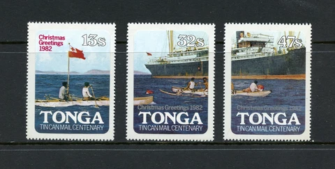 Y601 Tonga 1982  Tin Can Mail - Christmas OVERPRINTED  3v.   MNH Cover