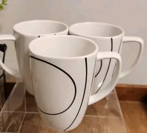 Set/6 Corelle Coordinates Porcelain Coffee Mugs / Cups Simple Lines Square VGUC - Picture 1 of 7