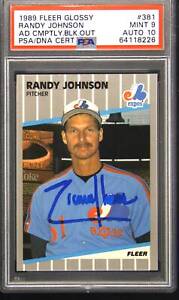 Randy Johnson Signed 1989 Fleer Glossy #381 RC Rookie PSA 9 AUTO 10 Autograph