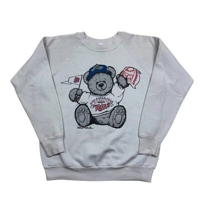 Vtg 1987 Adult L Minnesota Twins World Series Champions Teddy Bear Crewneck - Image 1 of 4