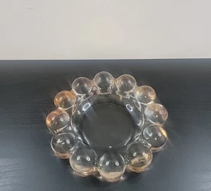 MCM  Anchor Hocking Boopie Bubble Glass Candle Holder Trinket Dish Peach Color  - Picture 1 of 4