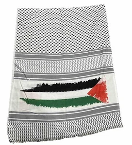 Palestine Flag Palestinian SCARF SHAWL in Kufeyya Style Islam Christian 8x2.5 ft - Picture 1 of 2