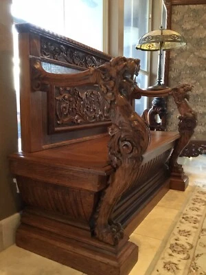 Antiguo banco de grifo de roble aserrado cuarto (precio reducido) Foto 1 de 4