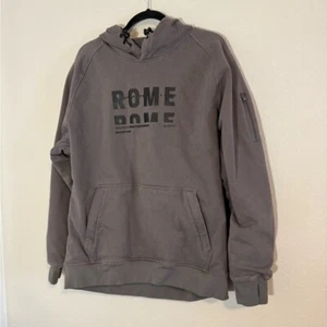 Rome SDS Snowboard Riding Hoodie Windproof Pullover Mens Small Stacked Grey sz L - Picture 1 of 9