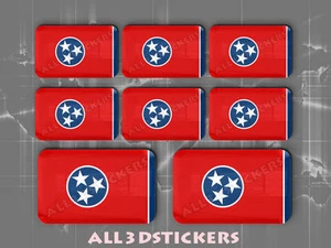 8 x 3D Stickers Resin Domed Flag Tennessee - USA Adhesive Decal Vinyl - Imagen 1 de 1