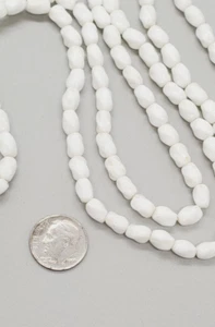 54" Strand Vtg 1950s White Milk Glass Twisted Beads Jewelry Making .19" x .30" - Picture 1 of 5