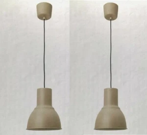 Set of 2 - Ikea HEKTAR Pendant Ceiling Lamp 9" Steel Beige Modern 104.148.82 - Picture 1 of 2