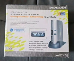 Iogear MiniView III 2-Port USB KVM Peripheral Sharing Switch GCS1712 NEW - Picture 1 of 2