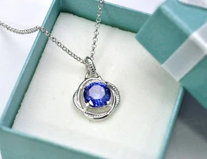 TANZANITE INFINITY NECKLACE 8mm .925 Sterling Silver - Picture 1 of 4