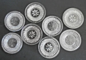 PATTERN GLASS - Vintage Sandwich Glass Cup Plates set of 8 - Picture 1 of 7