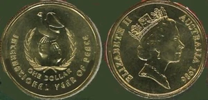 1986 Australia Near Mint First Commemorative $1 Single Coin - Int. Year of Peace - Picture 1 of 1