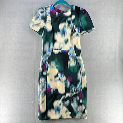 Vestido para mujer Calvin Klein 4 azul ceñido al cuerpo manga corta floral abstracto ajustado Foto 1 de 4