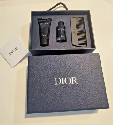 DIOR 3 peças SAUVAGE Mini Viagem Eau de Toilette Pente Hidratante Dior Caixa de Presente NOVO - Imagem 1 de 4