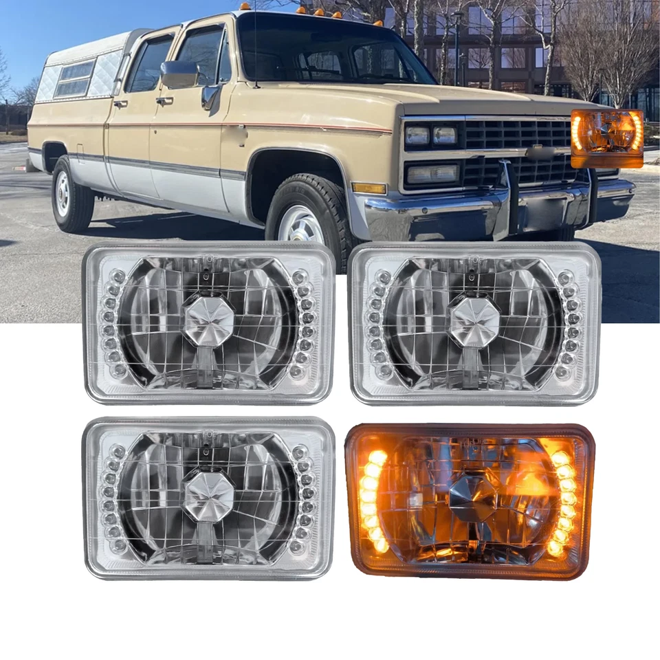 Faros LED HALO 4x6"" haz sellado aptos para Chevy R20 R30 Kenworth C500 1987 4 un. Foto 1 de 4