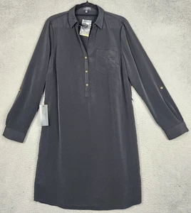 THE LIMITED Dress Womens Large Tall Black Ahston Roll Tab Sleeves Pocket Career - Picture 1 of 24