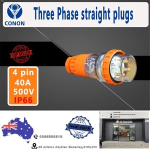 4 pin 3 phase straight plugs 40A 50HZ 500v Ip66 - Picture 1 of 6