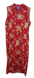 VINTAGE PINE CONE HILL FINE LINENS RED FLORAL DRESS WOMEN SIZE L - Picture 1 of 2