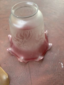 Signed Vianne Pink Art Glass Lamp Shade France Hand Blown 2" Fitter - Picture 1 of 5