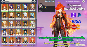 Genshin Impact AR 60 America - Mavuika - Lauma - Furina - Xilonen - Raiden