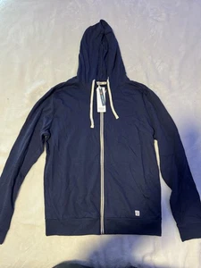 Neu mit Etikett leichter marineblauer Kapuzenpullover mit durchgehendem Reißverschluss für Herren Größe Medium - Bild 1 von 11